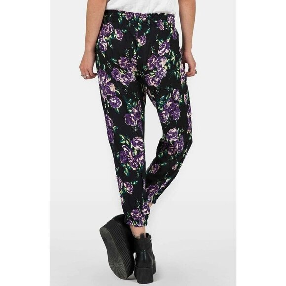 Volcom Women's Purple Summer Casual Defiant One Floral Print Harem Pants  M L - Picture 6 of 12